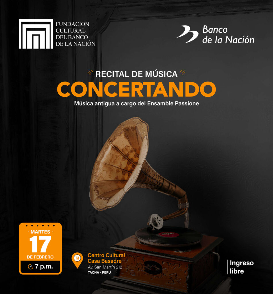 La Fundación Cultural del Banco de la Nación y el grupo musical Ensamble Passione los invitan al recital de música antigua Concertando