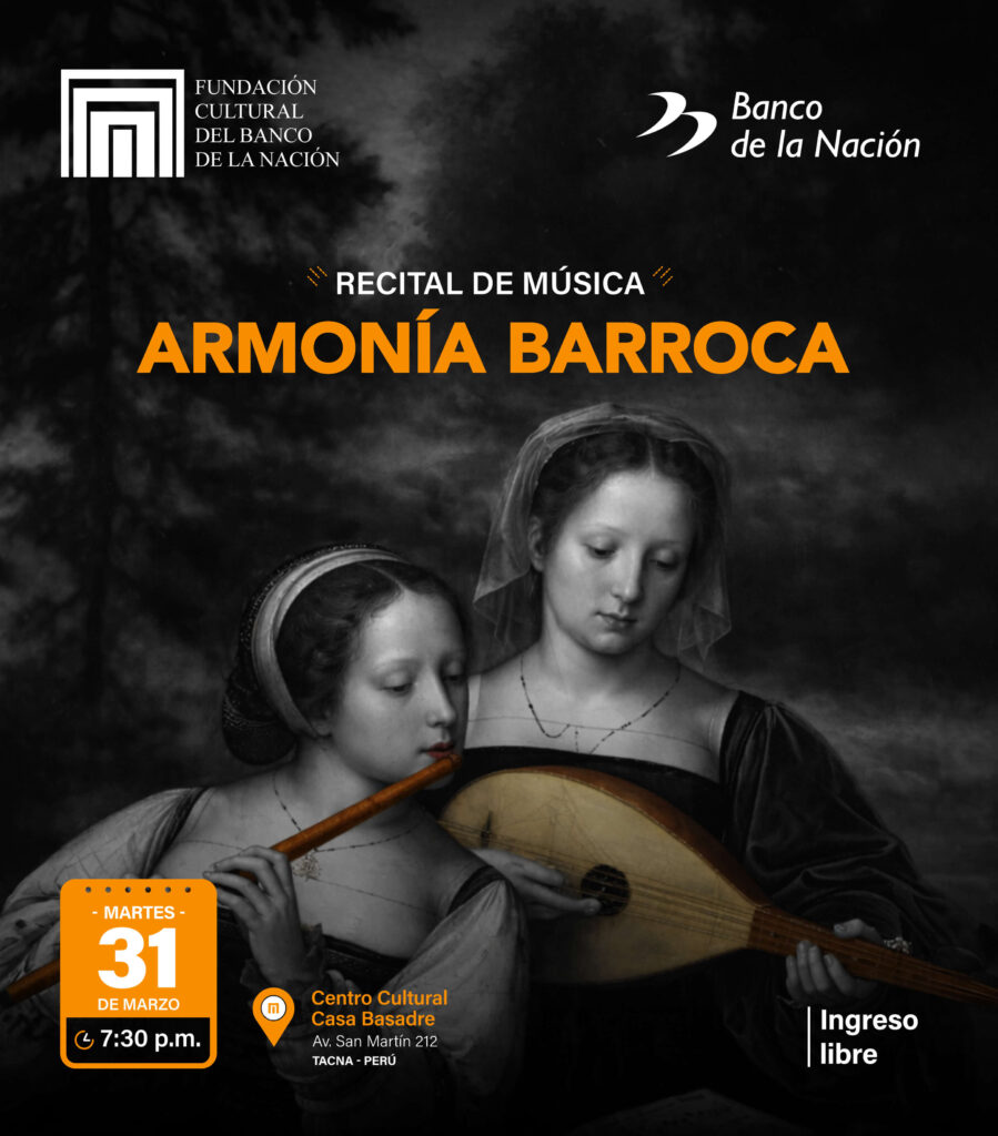 La Fundación Cultural del Banco de la Nación y el grupo musical Ensamble de Música Antigua Passione los invitan al recital de música antigua “Armonía Barroca"